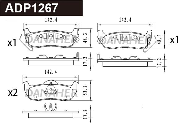 Danaher ADP1267 - Kit de plaquettes de frein, frein à disque cwaw.fr