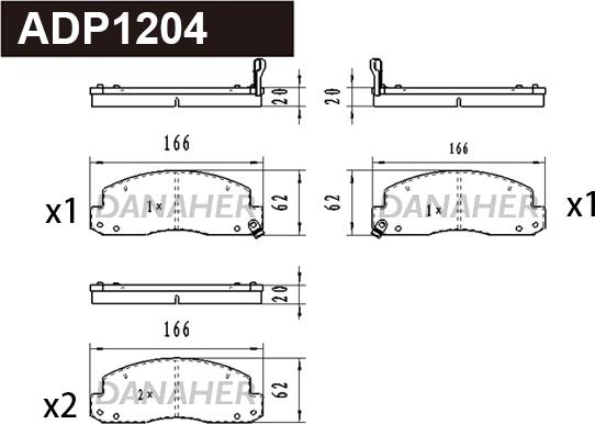 Danaher ADP1204 - Kit de plaquettes de frein, frein à disque cwaw.fr