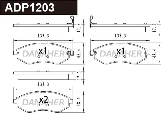 Danaher ADP1203 - Kit de plaquettes de frein, frein à disque cwaw.fr