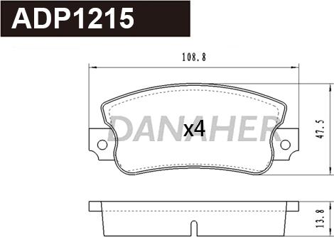 Danaher ADP1215 - Kit de plaquettes de frein, frein à disque cwaw.fr