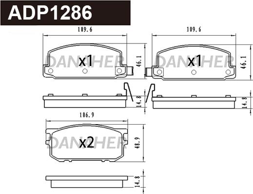 Danaher ADP1286 - Kit de plaquettes de frein, frein à disque cwaw.fr