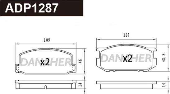 Danaher ADP1287 - Kit de plaquettes de frein, frein à disque cwaw.fr