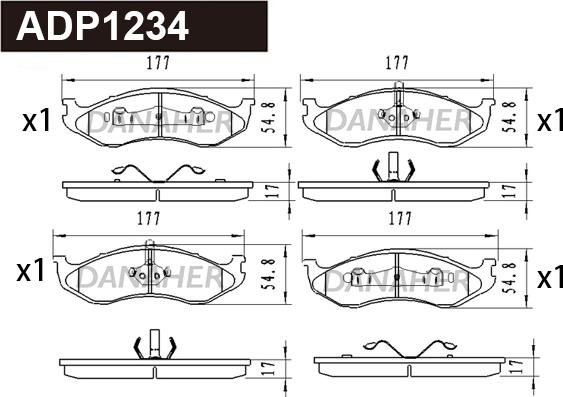 Danaher ADP1234 - Kit de plaquettes de frein, frein à disque cwaw.fr