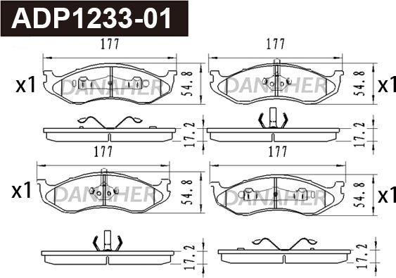 Danaher ADP1233-01 - Kit de plaquettes de frein, frein à disque cwaw.fr