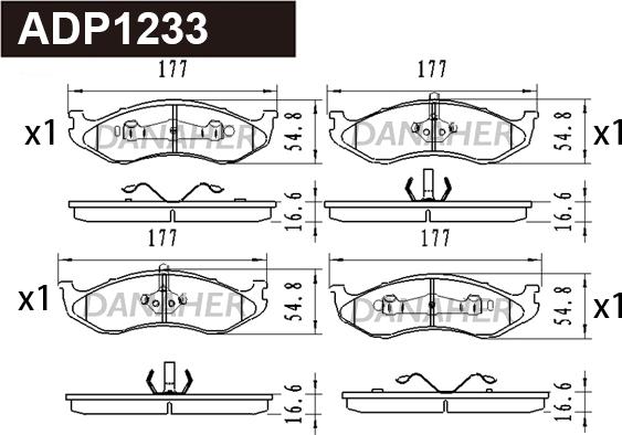 Danaher ADP1233 - Kit de plaquettes de frein, frein à disque cwaw.fr