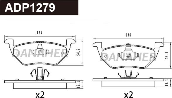 Danaher ADP1279 - Kit de plaquettes de frein, frein à disque cwaw.fr