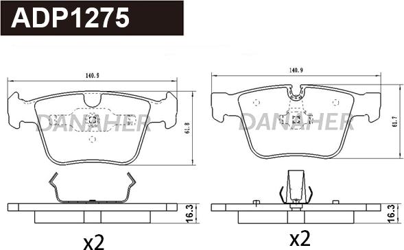 Danaher ADP1275 - Kit de plaquettes de frein, frein à disque cwaw.fr