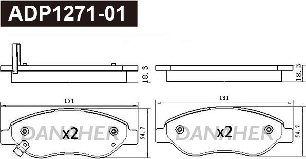 Danaher ADP1271-01 - Kit de plaquettes de frein, frein à disque cwaw.fr