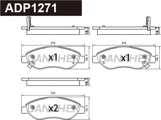 Danaher ADP1271 - Kit de plaquettes de frein, frein à disque cwaw.fr