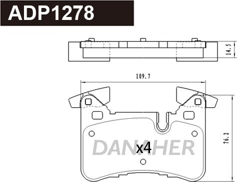 Danaher ADP1278 - Kit de plaquettes de frein, frein à disque cwaw.fr