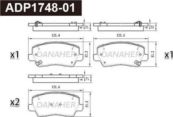 Danaher ADP1748-01 - Kit de plaquettes de frein, frein à disque cwaw.fr