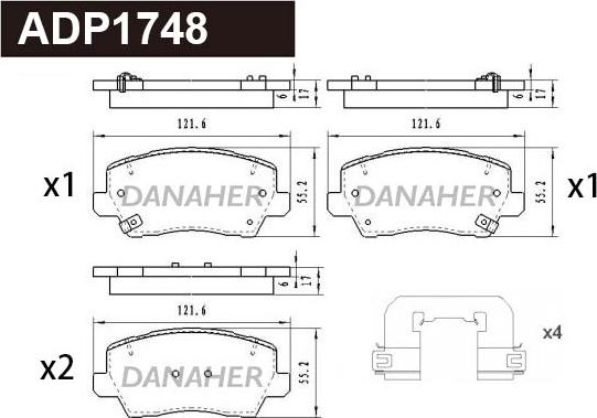 Danaher ADP1748 - Kit de plaquettes de frein, frein à disque cwaw.fr