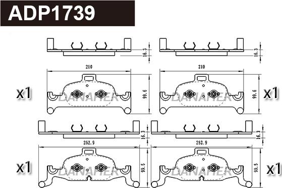 Danaher ADP1739 - Kit de plaquettes de frein, frein à disque cwaw.fr