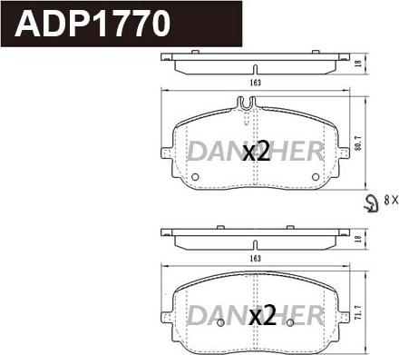 Danaher ADP1770 - Kit de plaquettes de frein, frein à disque cwaw.fr