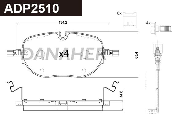 Danaher ADP2510 - Kit de plaquettes de frein, frein à disque cwaw.fr