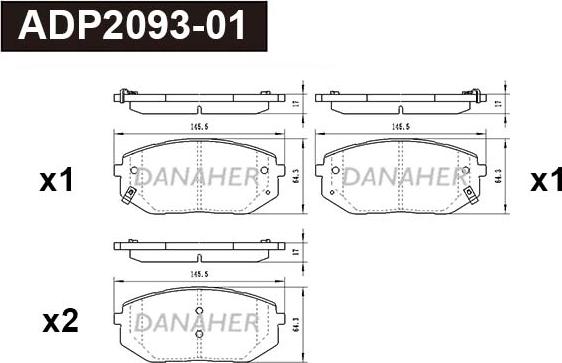 Danaher ADP2093-01 - Kit de plaquettes de frein, frein à disque cwaw.fr