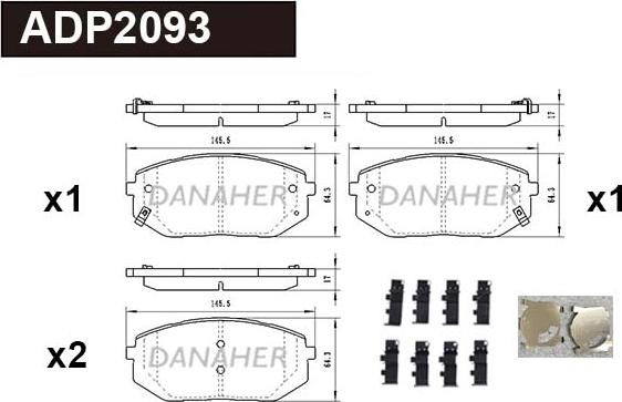 Danaher ADP2093 - Kit de plaquettes de frein, frein à disque cwaw.fr