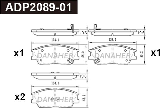 Danaher ADP2089-01 - Kit de plaquettes de frein, frein à disque cwaw.fr