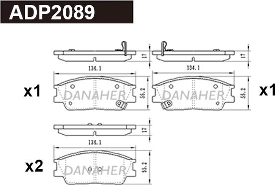 Danaher ADP2089 - Kit de plaquettes de frein, frein à disque cwaw.fr