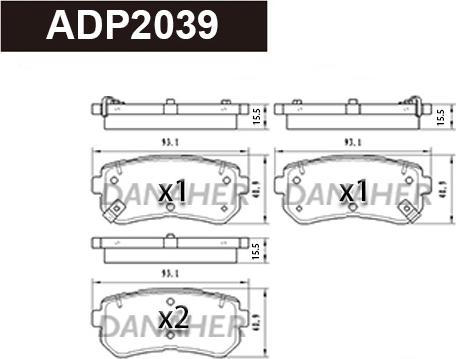 Danaher ADP2039 - Kit de plaquettes de frein, frein à disque cwaw.fr