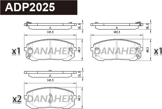 Danaher ADP2025 - Kit de plaquettes de frein, frein à disque cwaw.fr