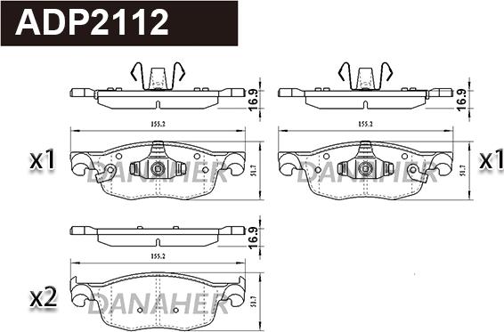 Danaher ADP2112 - Kit de plaquettes de frein, frein à disque cwaw.fr