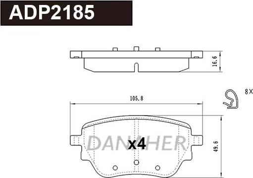 Danaher ADP2185 - Kit de plaquettes de frein, frein à disque cwaw.fr