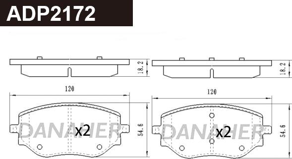 Danaher ADP2172 - Kit de plaquettes de frein, frein à disque cwaw.fr