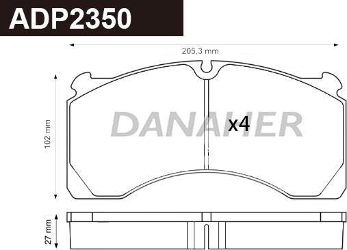 Danaher ADP2350 - Kit de plaquettes de frein, frein à disque cwaw.fr