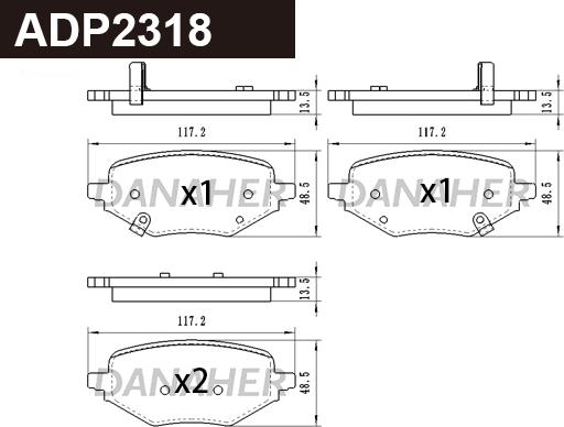 Danaher ADP2318 - Kit de plaquettes de frein, frein à disque cwaw.fr