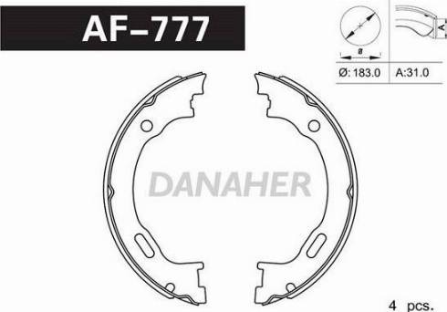 Danaher AF777 - Jeu de mâchoires de frein, frein de stationnement cwaw.fr