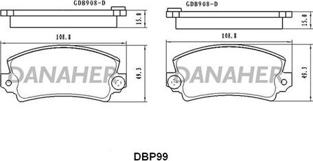 Danaher DBP99 - Kit de plaquettes de frein, frein à disque cwaw.fr