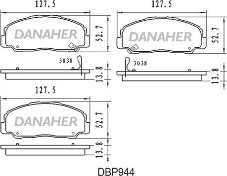 Danaher DBP944 - Kit de plaquettes de frein, frein à disque cwaw.fr