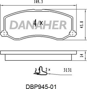 Danaher DBP945-01 - Kit de plaquettes de frein, frein à disque cwaw.fr