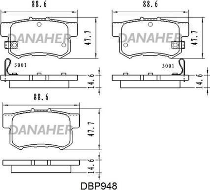 Danaher DBP948 - Kit de plaquettes de frein, frein à disque cwaw.fr