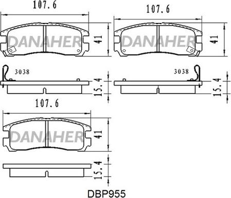 Danaher DBP955 - Kit de plaquettes de frein, frein à disque cwaw.fr