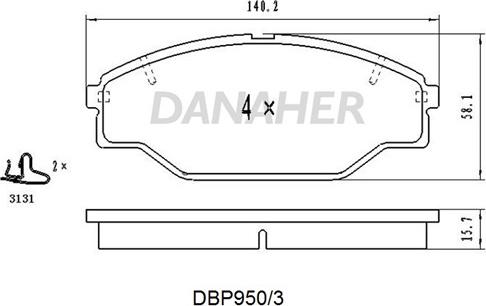 Danaher DBP950/3 - Kit de plaquettes de frein, frein à disque cwaw.fr