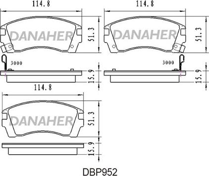 Danaher DBP952 - Kit de plaquettes de frein, frein à disque cwaw.fr