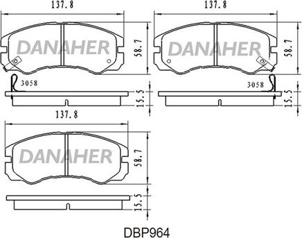 Danaher DBP964 - Kit de plaquettes de frein, frein à disque cwaw.fr