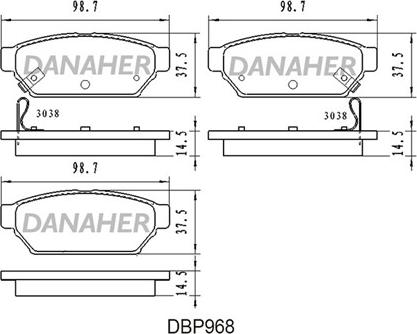 Danaher DBP968 - Kit de plaquettes de frein, frein à disque cwaw.fr