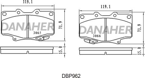 Danaher DBP962 - Kit de plaquettes de frein, frein à disque cwaw.fr