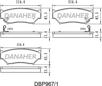 Danaher DBP967/1 - Kit de plaquettes de frein, frein à disque cwaw.fr