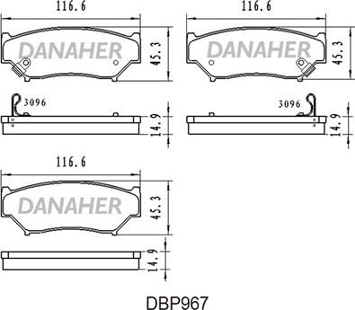 Danaher DBP967 - Kit de plaquettes de frein, frein à disque cwaw.fr