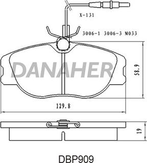 Danaher DBP909 - Kit de plaquettes de frein, frein à disque cwaw.fr