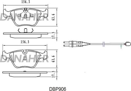 Danaher DBP906 - Kit de plaquettes de frein, frein à disque cwaw.fr