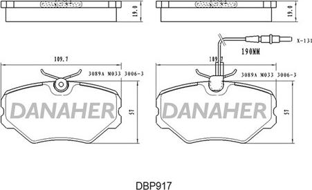 Danaher DBP917 - Kit de plaquettes de frein, frein à disque cwaw.fr