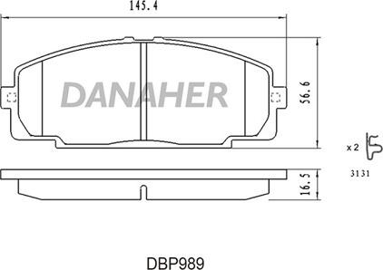 Danaher DBP989 - Kit de plaquettes de frein, frein à disque cwaw.fr