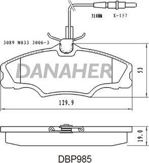 Danaher DBP985 - Kit de plaquettes de frein, frein à disque cwaw.fr