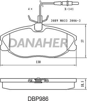 Danaher DBP986 - Kit de plaquettes de frein, frein à disque cwaw.fr