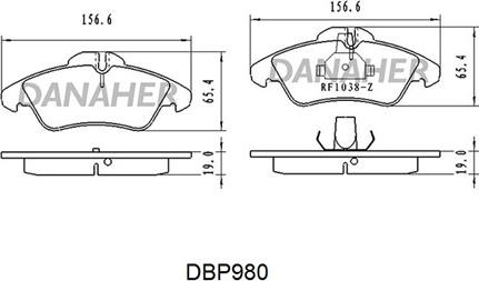 Danaher DBP980 - Kit de plaquettes de frein, frein à disque cwaw.fr